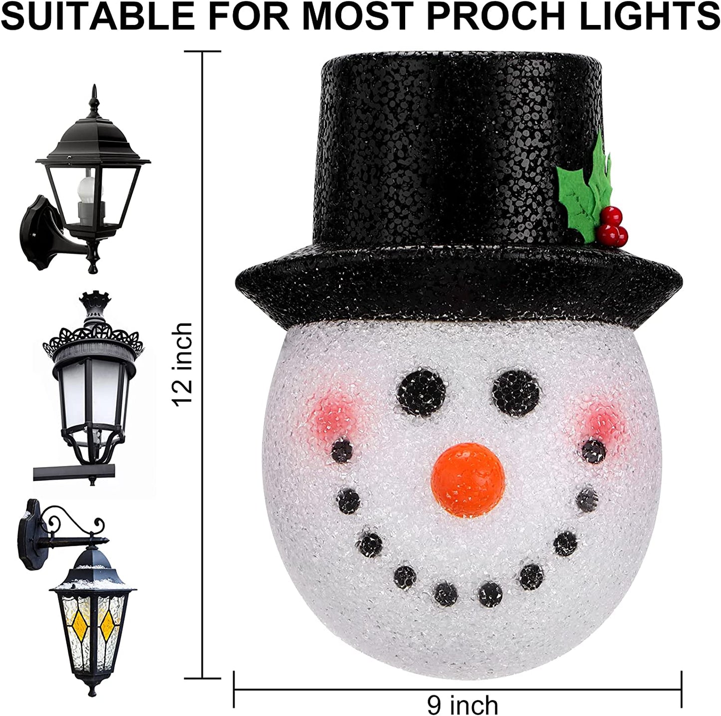 NEWBEA 2 Pack Christmas Porch Light Covers Christmas Decorations Outdoor Snowman Decorations Outdoor Light Covers for Porch Lights,Garage Lights,Large Light Fixture